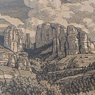 Oak Creek Canyon Cathedral Rock Engraved Illustration