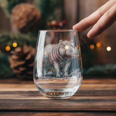 Hippo Glasses | Hippopotamus Animal Themed Personalized Whiskey, Wine & Beer Glassware, African Themed Drinkware, Cute Home Decor Gifts
