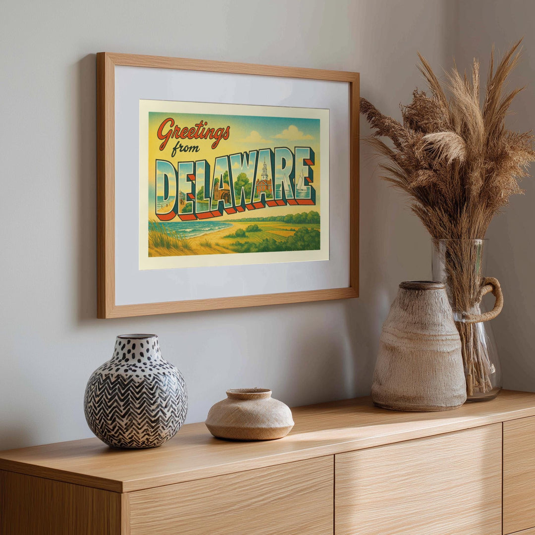 Delaware Postcard Art Print