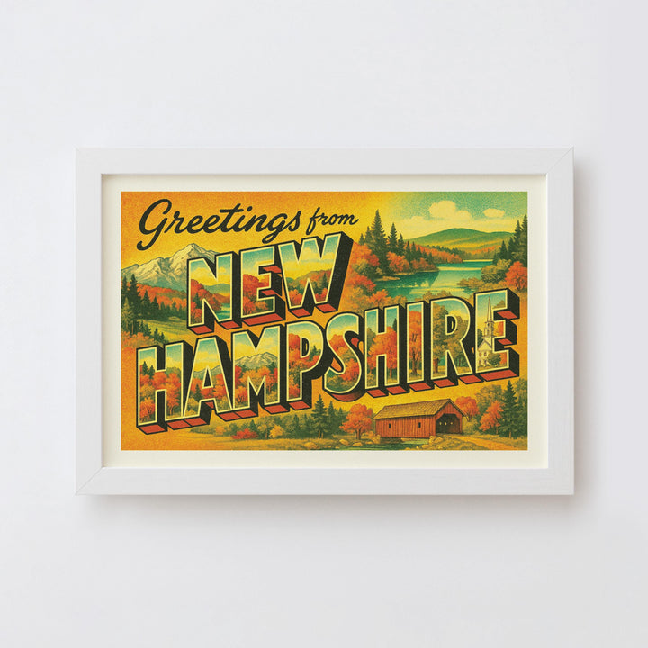 New Hampshire Postcard Art Print