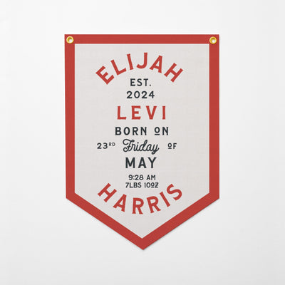 Custom Birth Stat Heritage Felt Banner