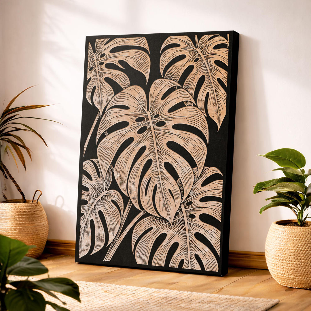 Split Leaf Philodendron Engraved Birch Art Panel