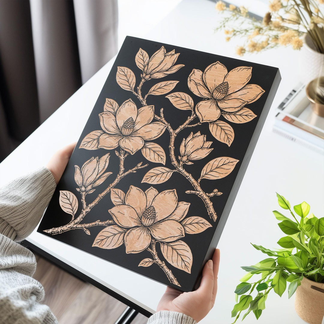 Southern Magnolia Engraved Birch Art Panel