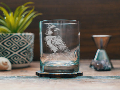 Cardinal Glasses | Birding Themed Personalized Whiskey, Wine & Beer Glassware Gift, Woodland Birds Drinkware, Nature Lovers Birder Gifts