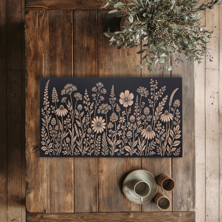 Wildflowers Engraved Birch Art Panel