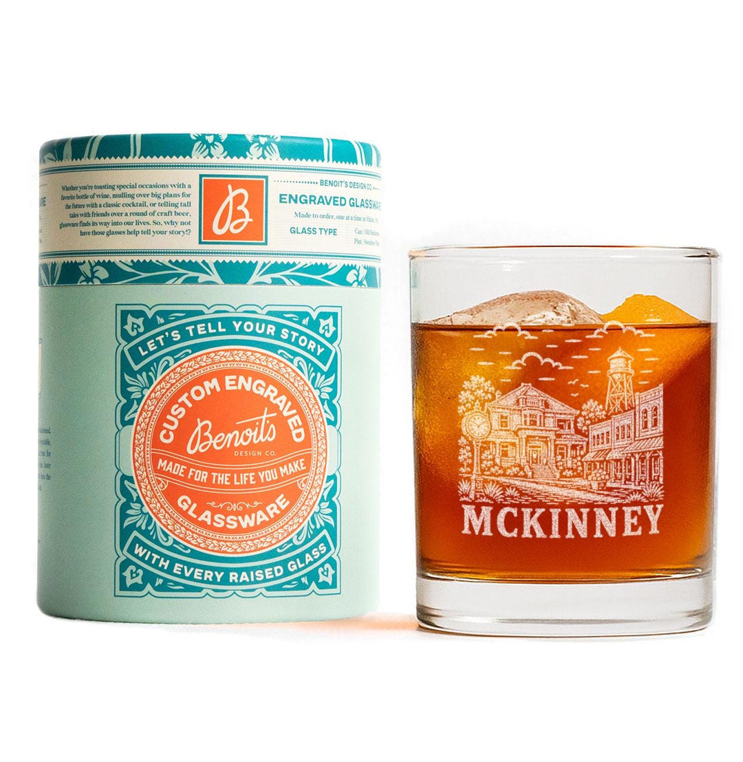 McKinney Texas Engraved Glass