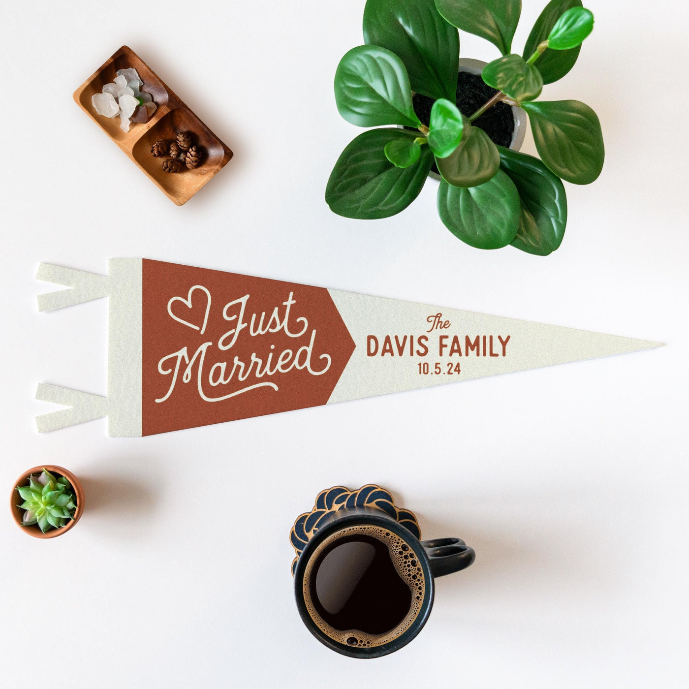 Custom Just Married Wedding Sign Felt Pennant