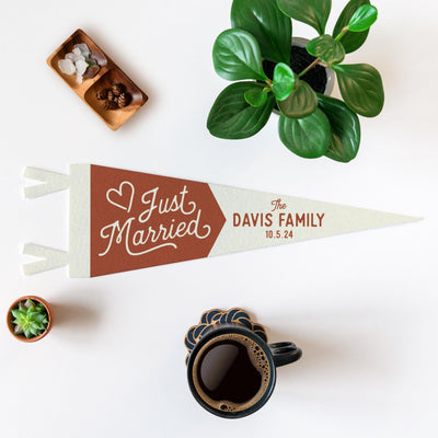 Custom Just Married Wedding Sign Felt Pennant