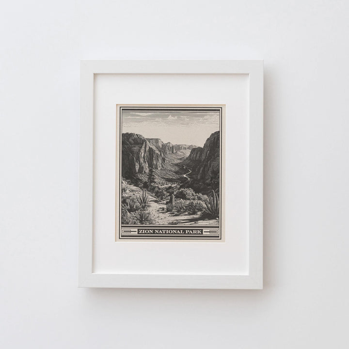 Zion National Park Big Bend of the Virgin River Lithograph - Vintage Utah poster design, archival matte fine art print, Outdoorsy Gift