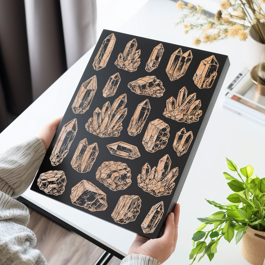 Crystals Engraved Birch Art Panel