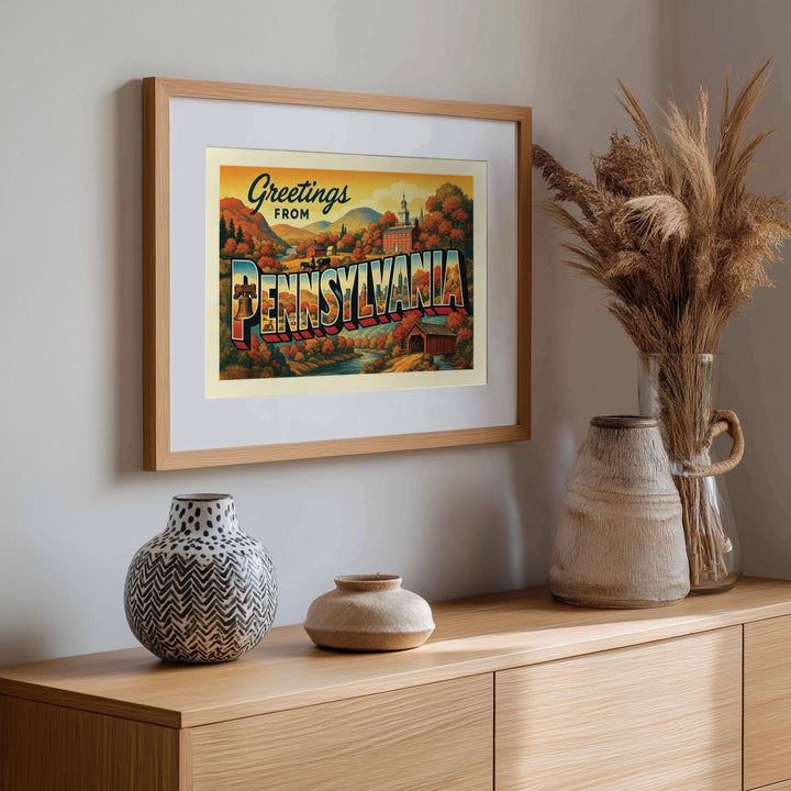 Pennsylvania Postcard Art Print
