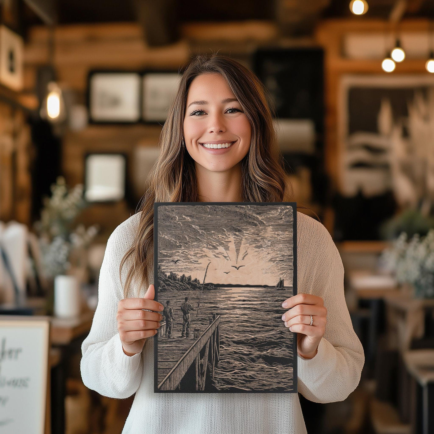 Fishing on a Pier Wall Art