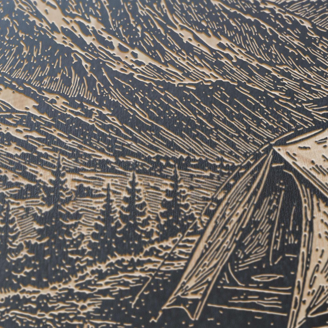 Alpine Camping Engraved Illustration