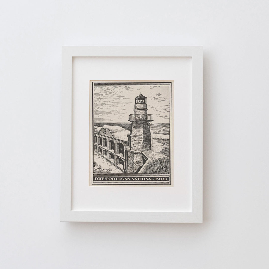 Dry Tortugas National Park Lithograph Style Print - Vintage Florida archival matte fine art print. Fort Jefferson Garden Key. Travel Gift.
