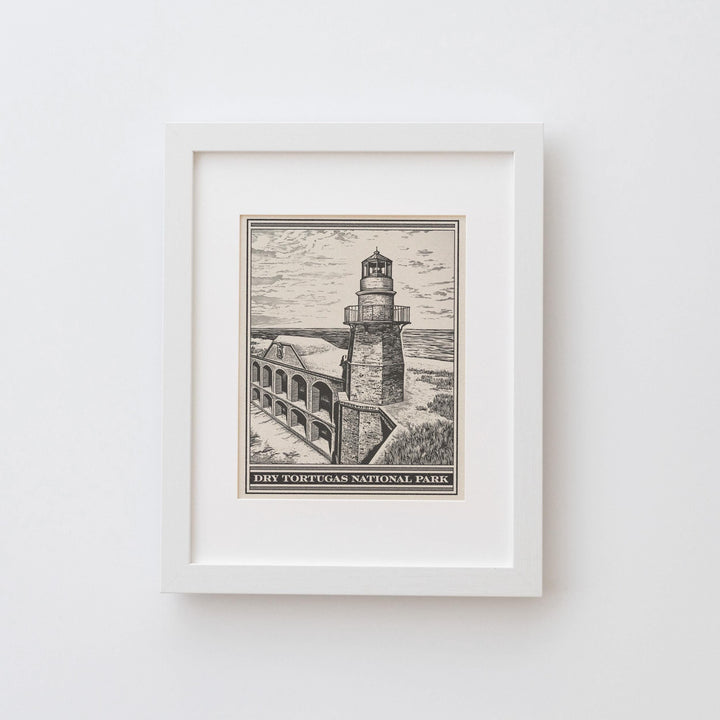 Dry Tortugas National Park Lithograph Style Print - Vintage Florida archival matte fine art print. Fort Jefferson Garden Key. Travel Gift.