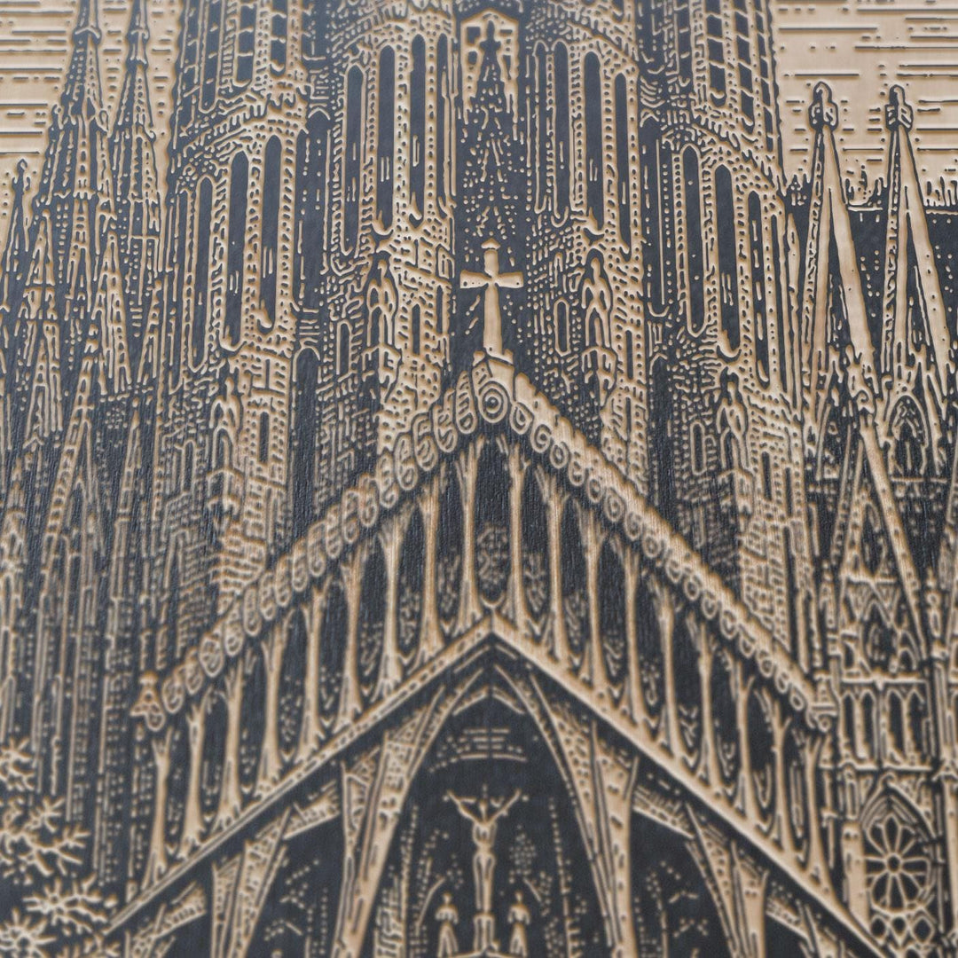 Barcelona Sagrada Família Engraved Birch Art Panel