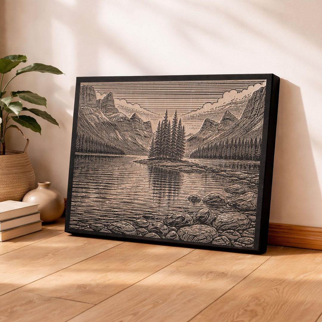 Jasper Spirit Island Engraved Birch Art Panel