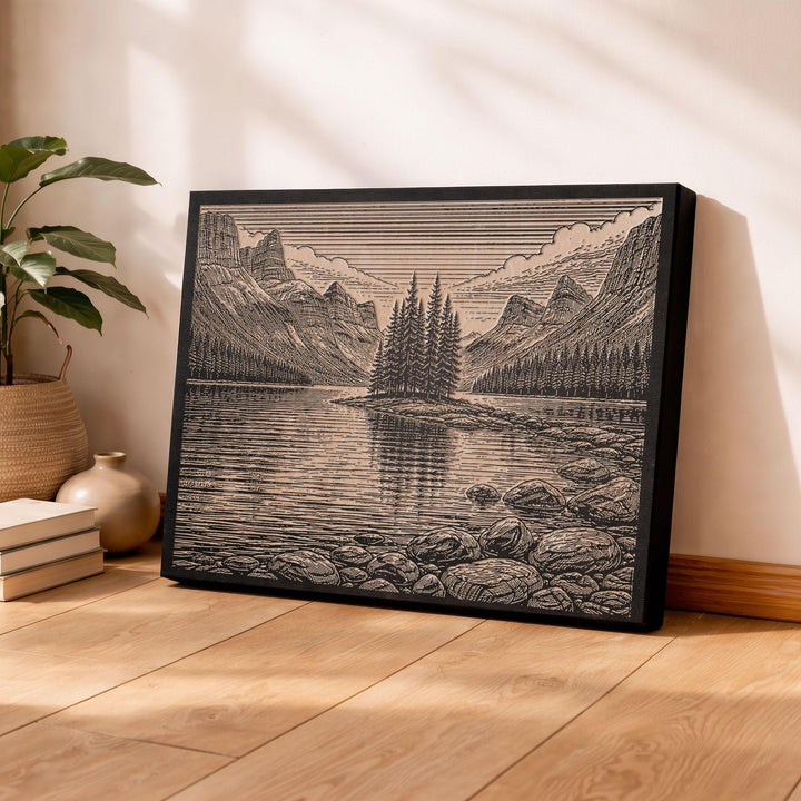 Jasper Spirit Island Engraved Birch Art Panel