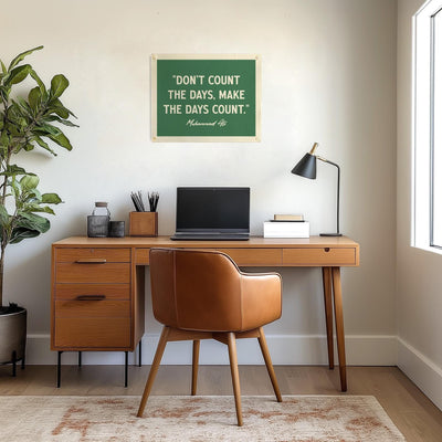 Don&#39;t Count the Days, Make the Days Count Muhammad Ali Quote Felt Banner | Inspirational Wall Art, Motivational Gift, Living Room Accent