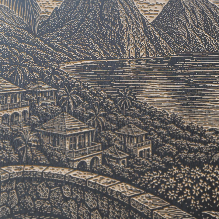 St. Lucia Pitons Engraved Birch Art Panel