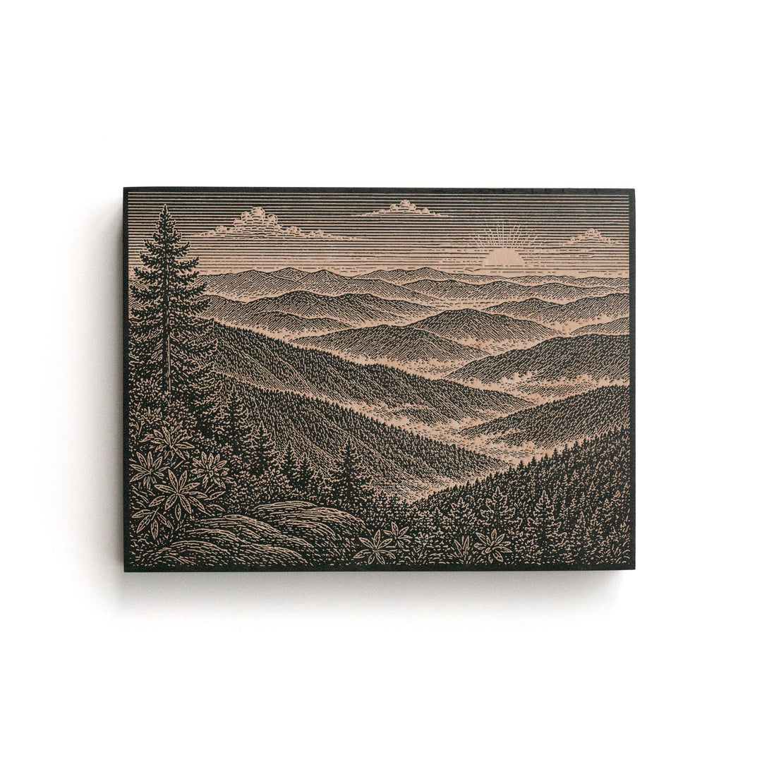 Smoky Mountain Ridges Engraved Birch Art Panel