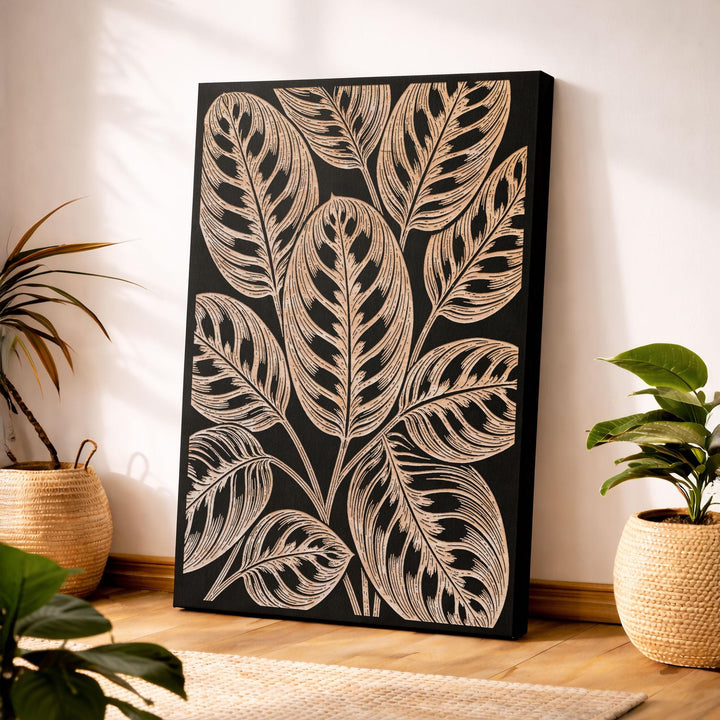 Prayer Plant Leaf Engraved Birch Art Panel