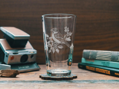 Sparrow Glasses | Birding Themed Personalized Whiskey, Wine & Beer Glassware, Nature Inspired Drinkware, Bird Wildlife Decor, Birder Gift