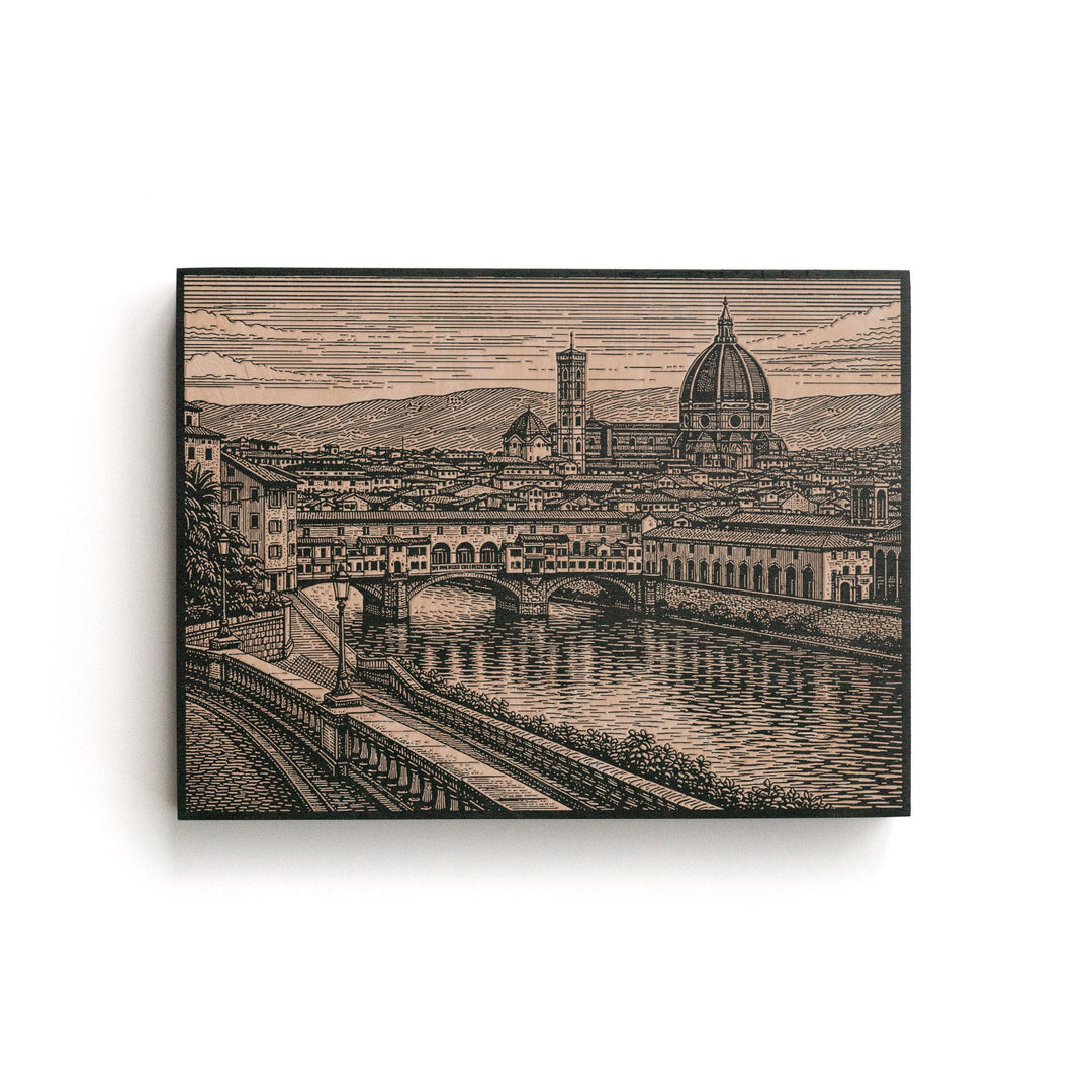 Florence Italy Engraved Birch Art Panel