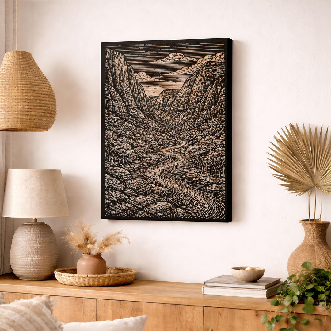 Zion Valley Engraved Birch Art Panel