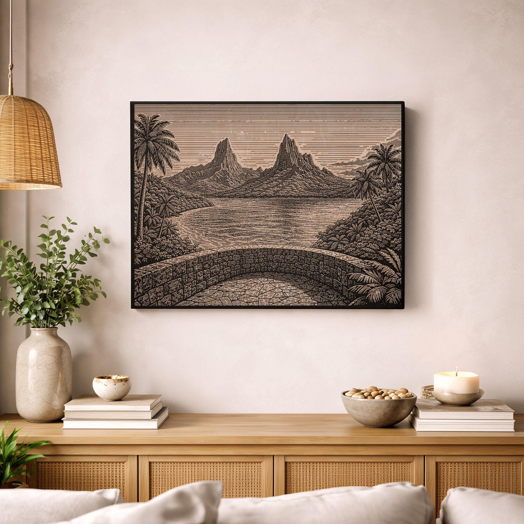 Moorea Tropical Vista Engraved Birch Art Panel