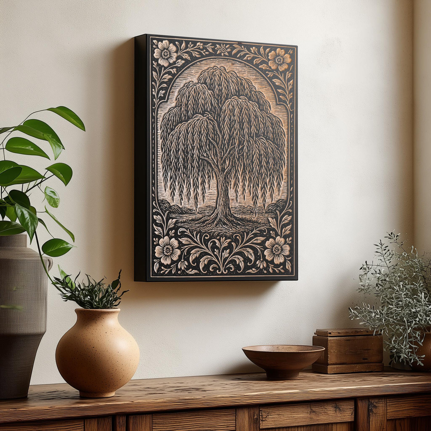 Willow Tree Engraved Birch Illustration