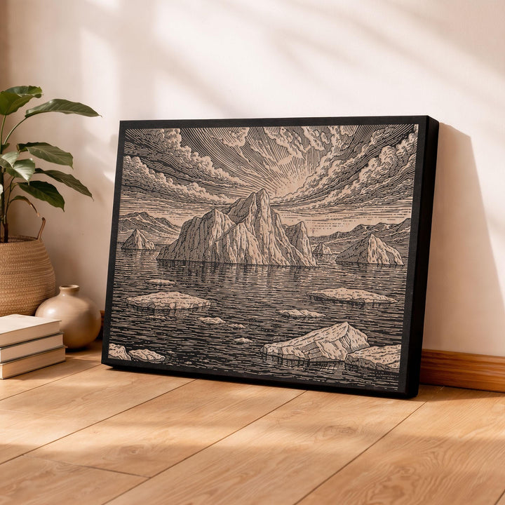 Arctic Iceberg Seascape Engraved Birch Art Panel