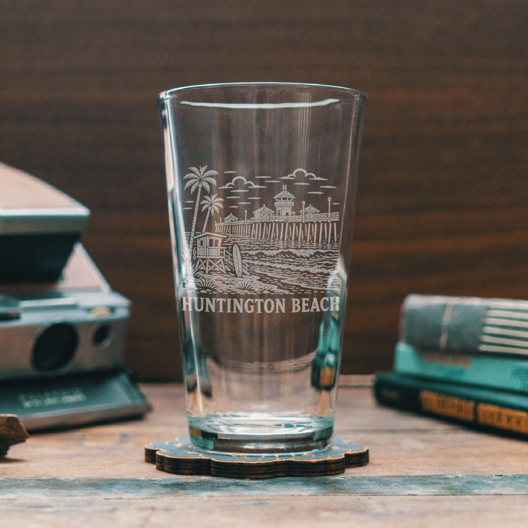 Huntington Beach California Engraved Glass