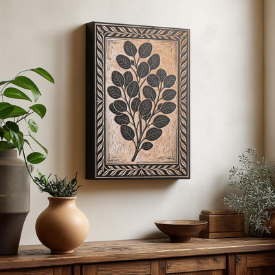 Eucalyptus Branch Engraved Birch Illustration