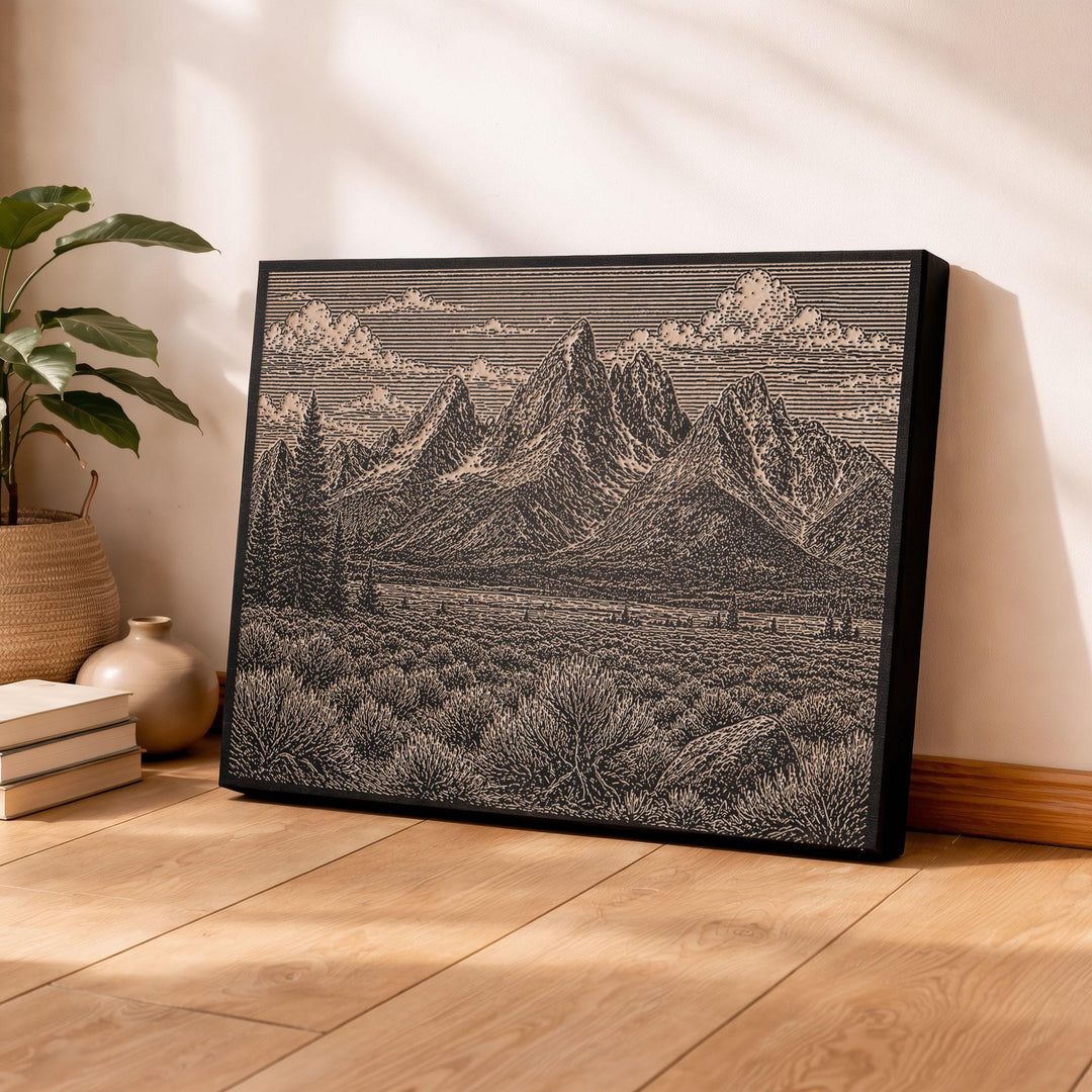 Grand Teton Engraved Birch Art Panel
