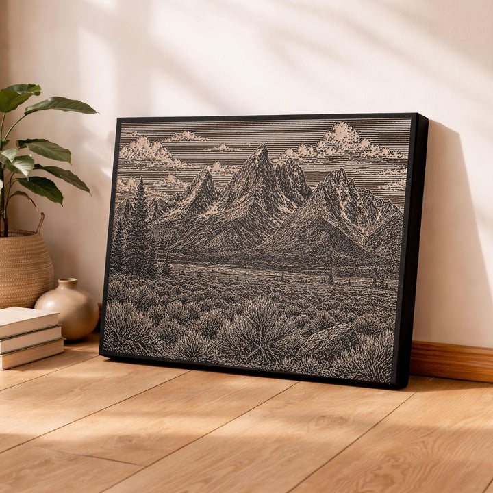 Grand Teton Engraved Birch Art Panel
