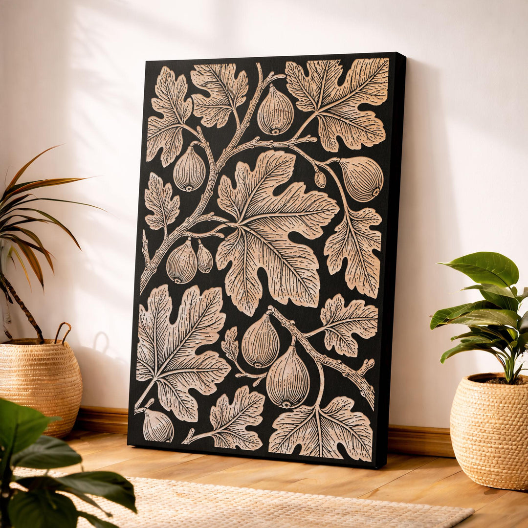 Fig Branch Engraved Birch Art Panel