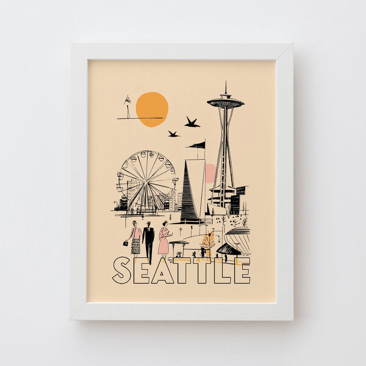 Seattle, Washington Mid Century Travel Poster