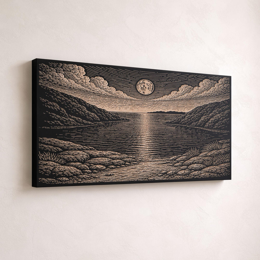 Moonlit Tidal Inlet Engraved Birch Art Panel