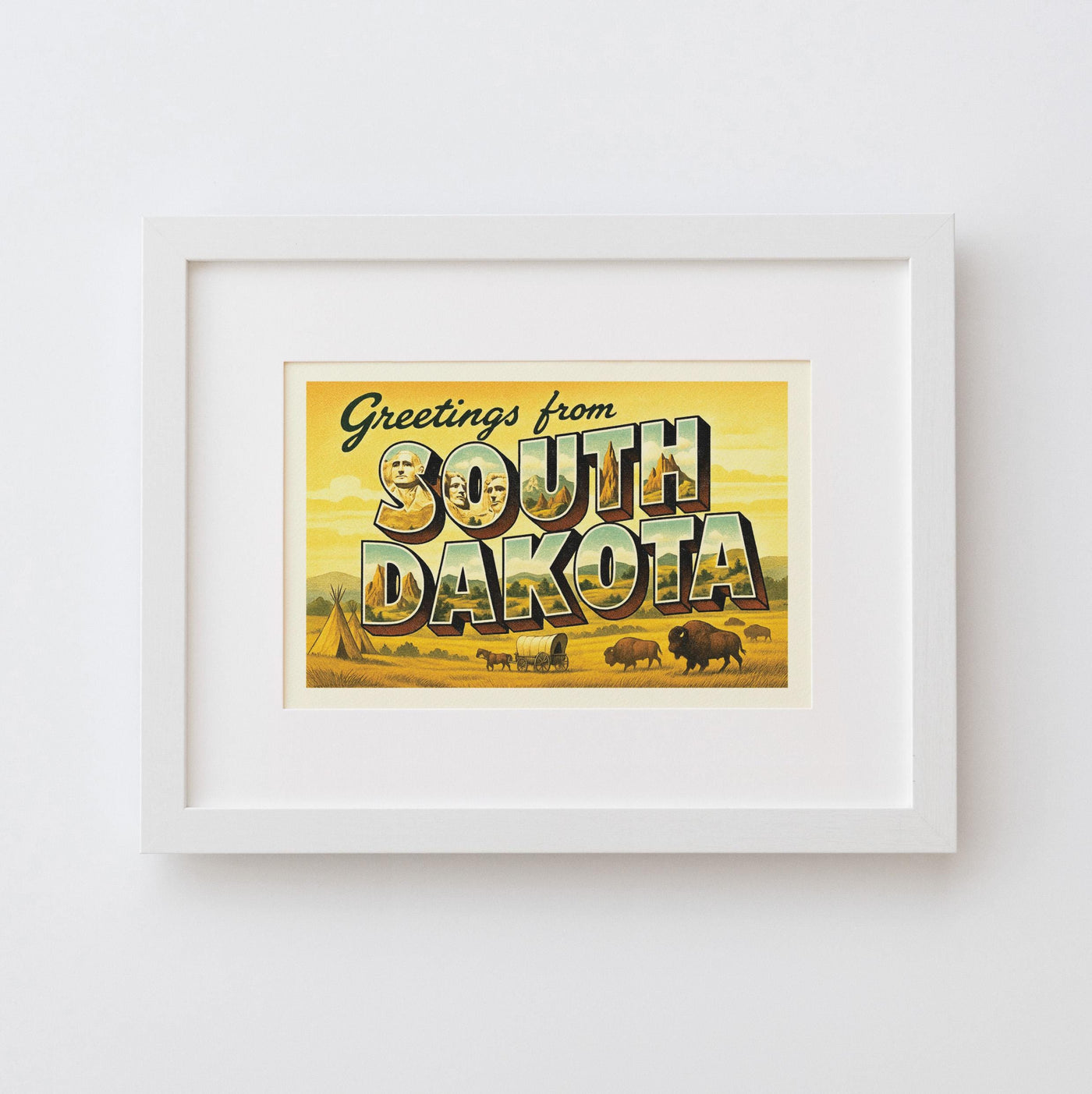 South Dakota Postcard Art Print