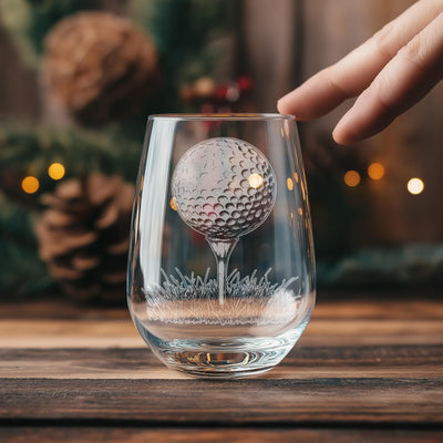 Golf Ball and Tee Glasses | Sports Themed Whiskey, Wine & Beer Glassware, Golfing Drinkware, Golfer Athlete Gift, Classic Sports Fan Gift