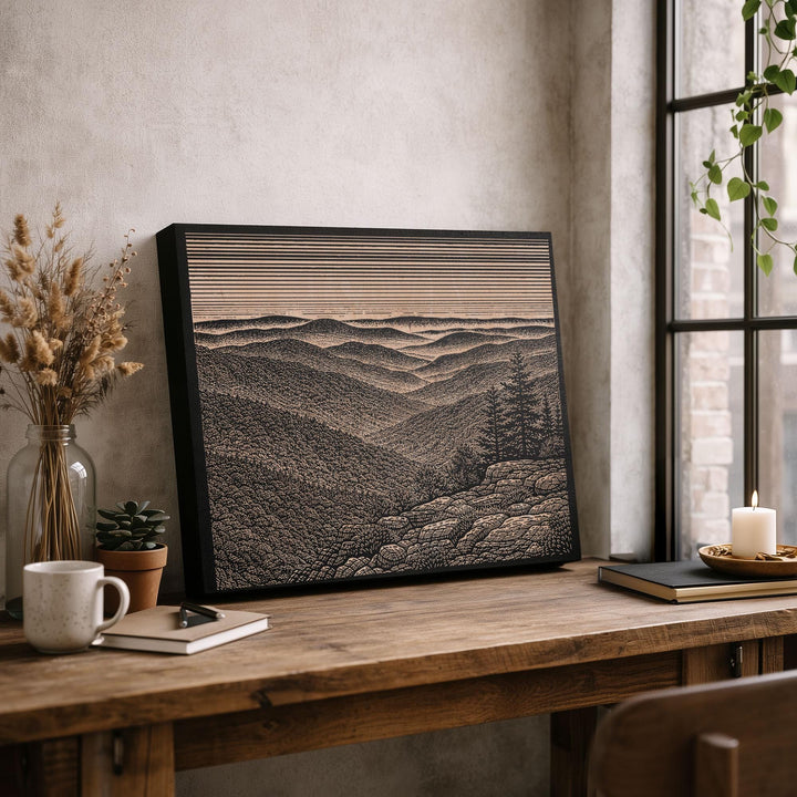 Blue Ridge Mountains Engraved Birch Art Panel