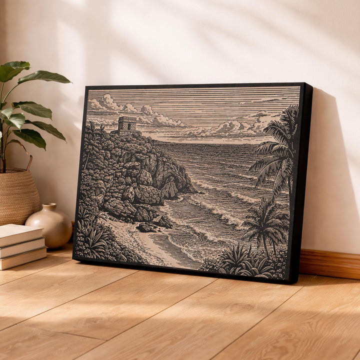 Tulum Beach Engraved Birch Art Panel