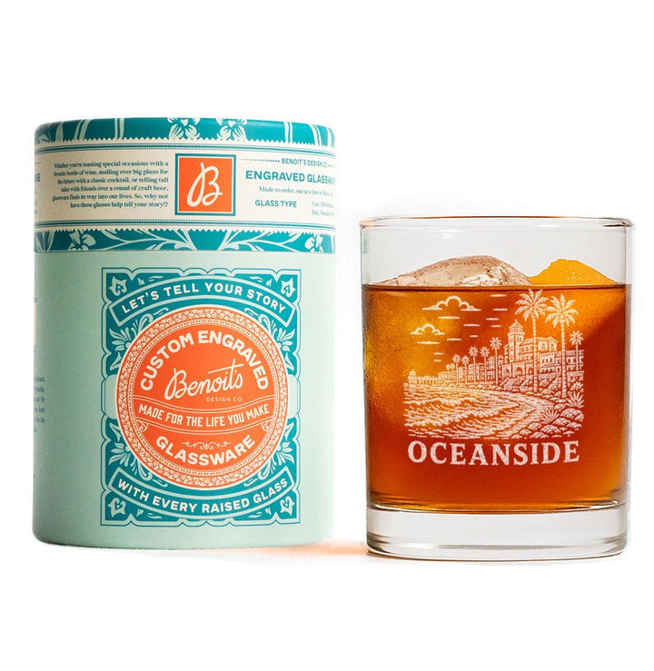 Oceanside California Engraved Glass