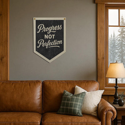 Progress Not Perfection Felt Camp Flag