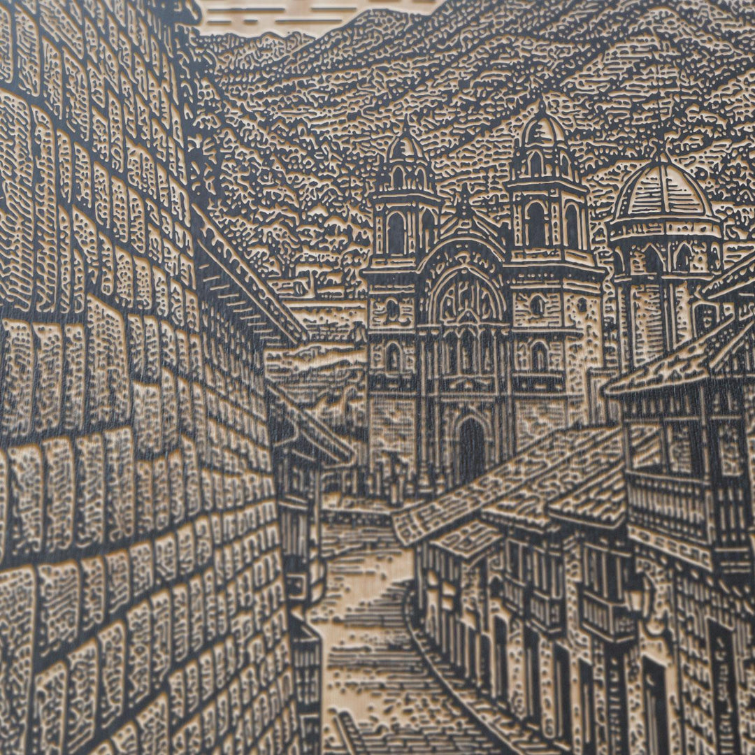 Cusco Street Engraved Birch Art Panel