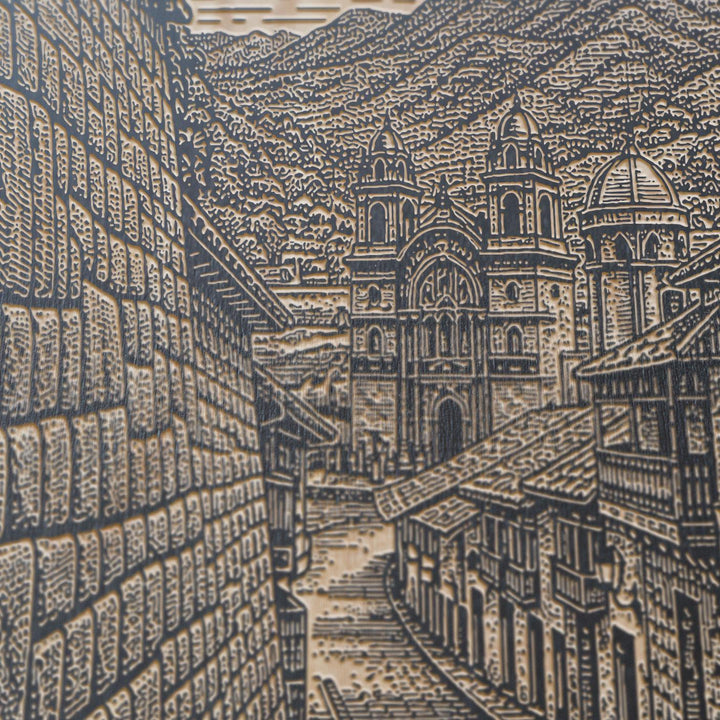 Cusco Street Engraved Birch Art Panel
