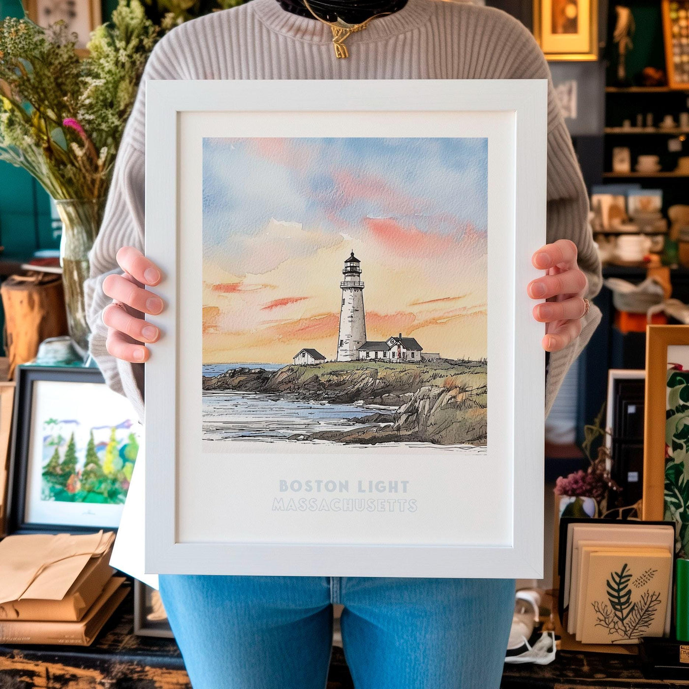 Boston Light Lighthouse Massachusetts Wall Art Print