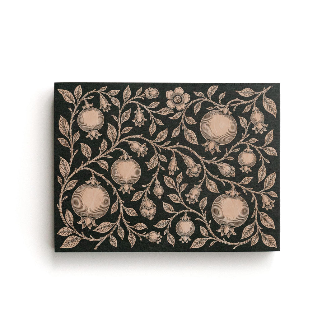 Pomegranate Vine Engraved Birch Art Panel