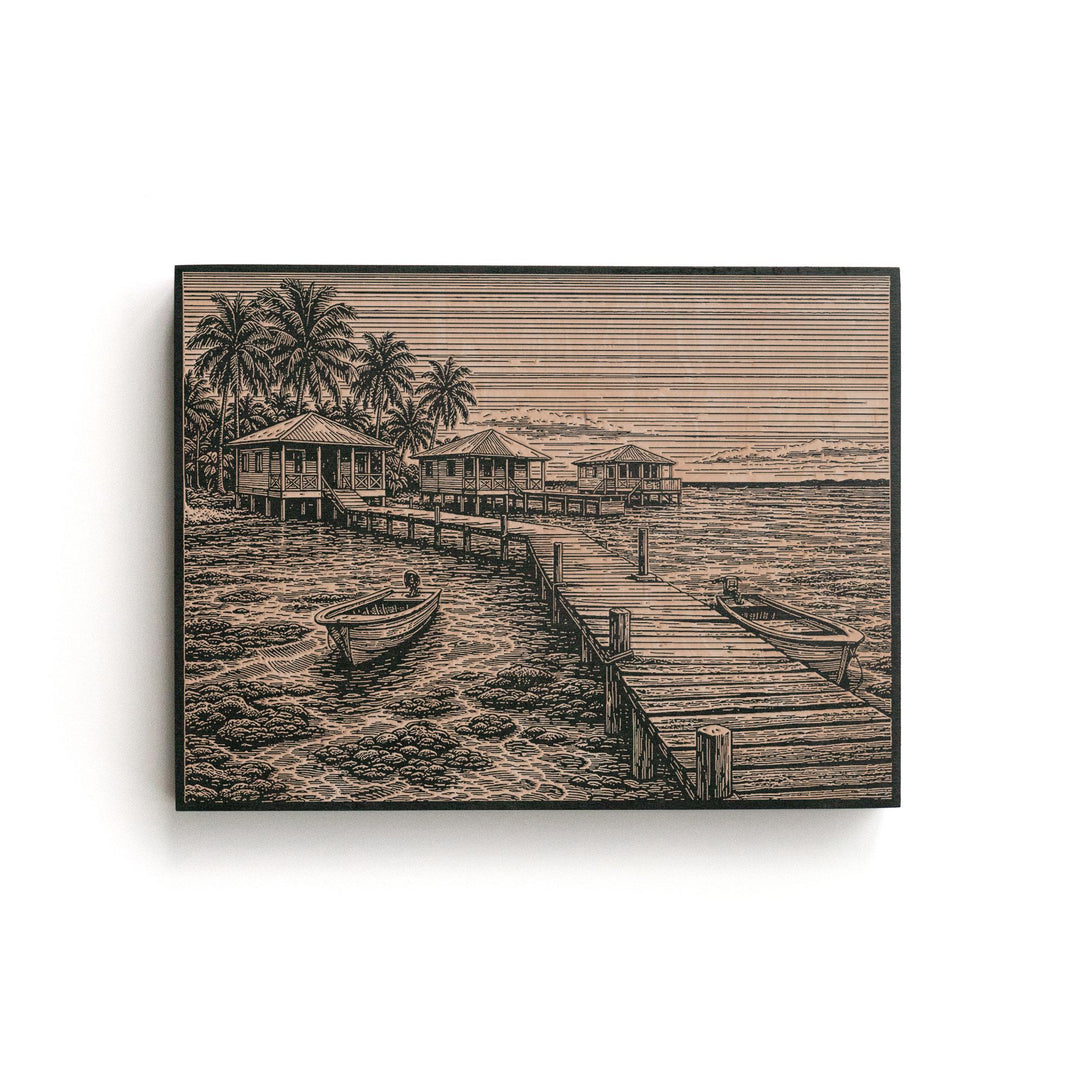 Belize Cayes Engraved Birch Art Panel